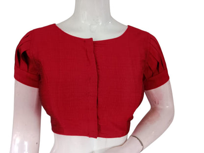 Plain Silk Puff Sleeves Saree Blouse | Ready-to-Wear for Wedding & Festive Sarees