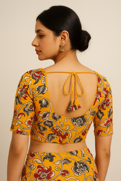 Kalamkari Cotton Saree Blouse – Multiple Prints | Ready-to-Wear, Daily & Festive Wear