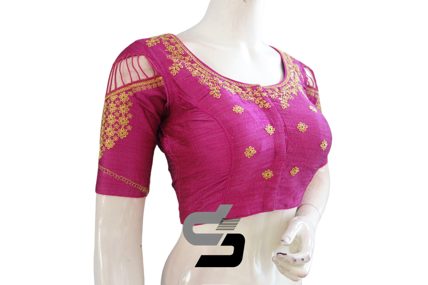"Enhance Your Look with Magenta High Neck Designer Readymade Saree Blouses" - D3blouses