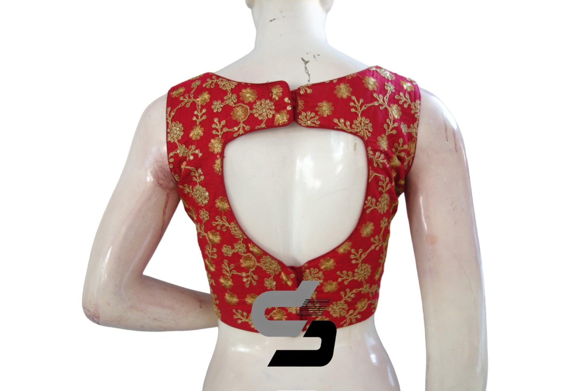 Turn Heads with Raspberry Semi Silk Embroidered Partywear Readymade Saree Blouses