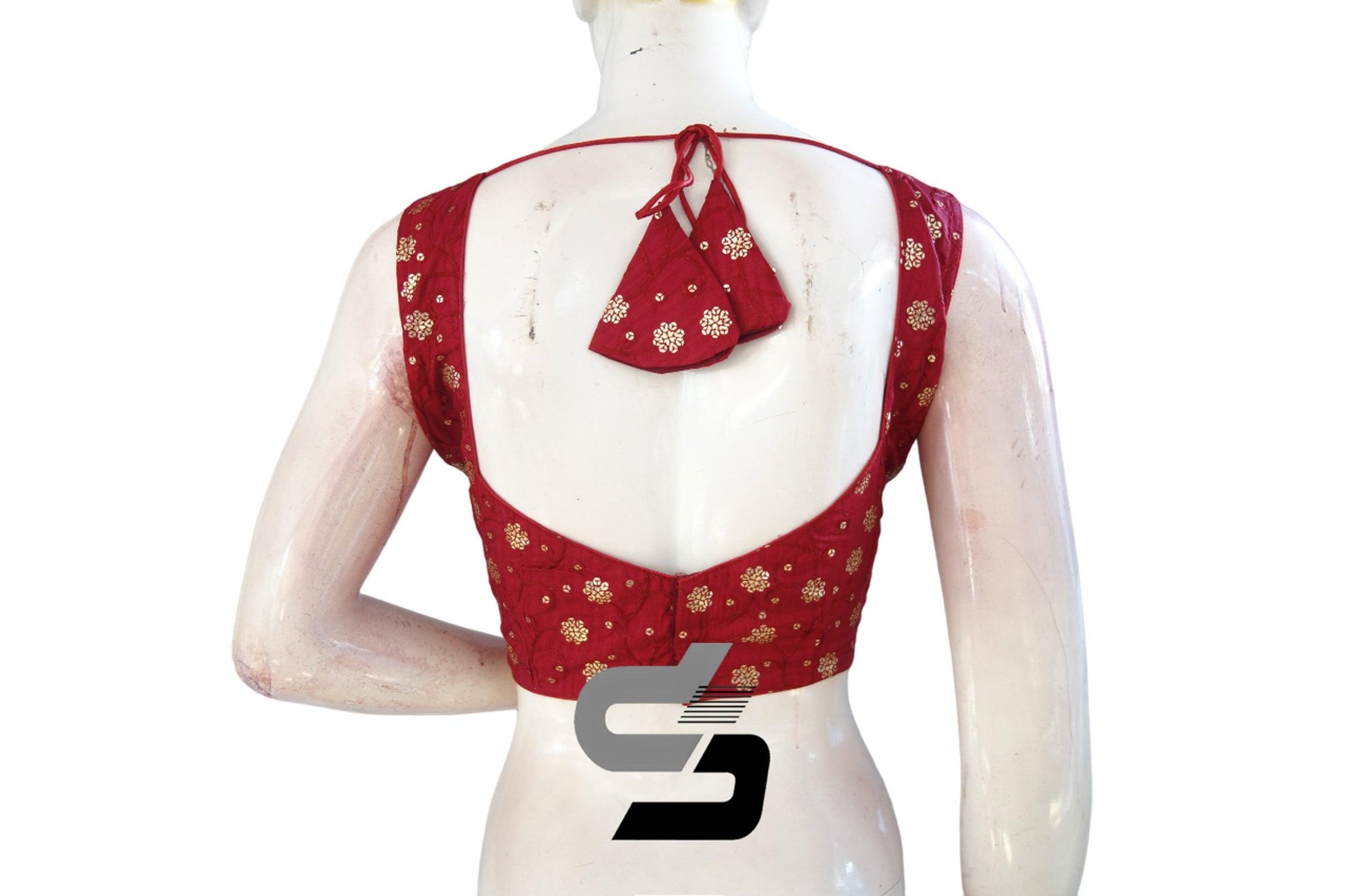 Mobile Pouch Perfection: Maroon Color Designer Sequin Embroidery Readymade Saree Blouse - D3blouses