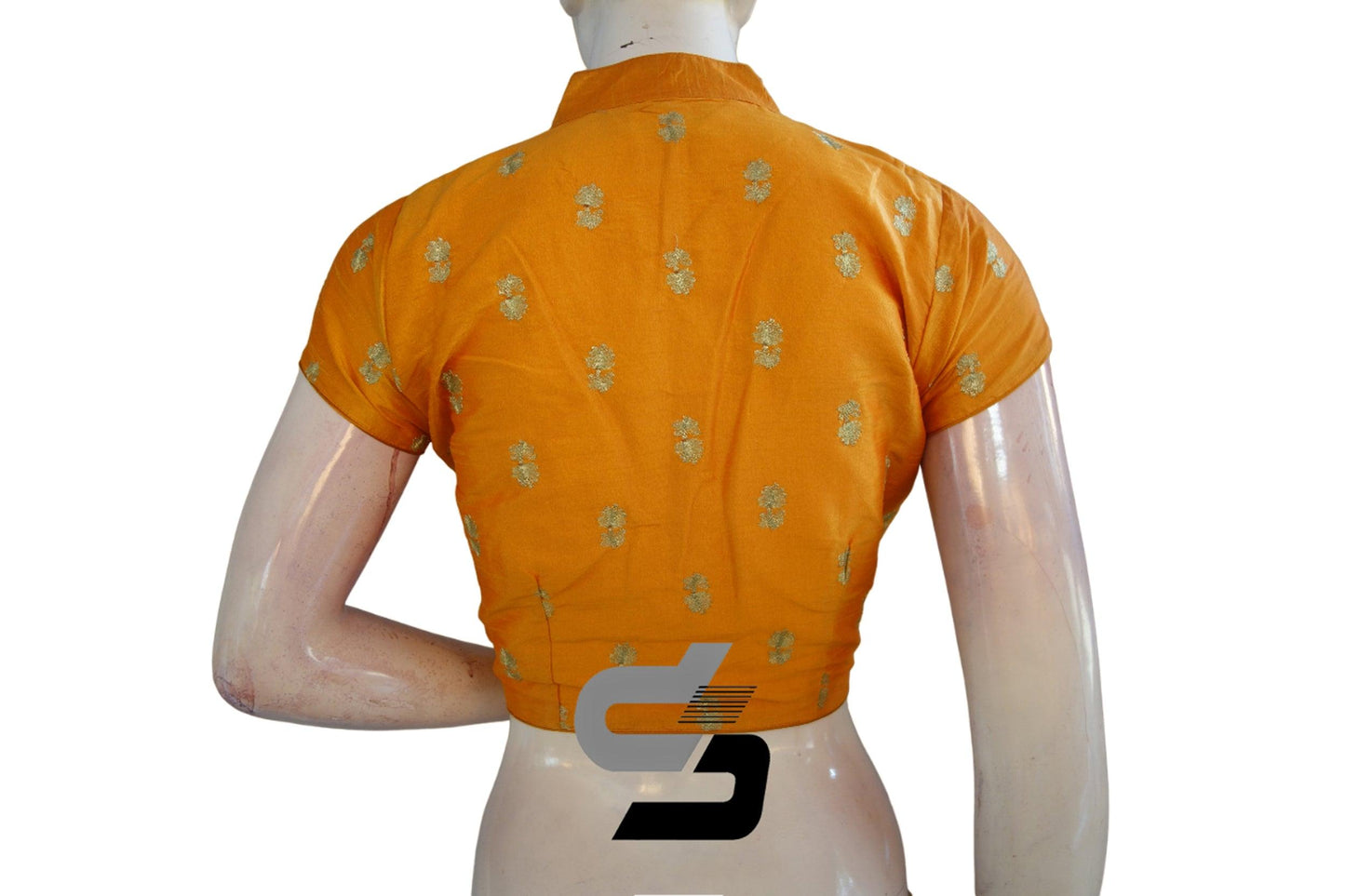 Mustard Semi Silk Blouse and Croptop : Get Noticed with Trendy Collar Neck and Beautiful Embroidery - D3blouses