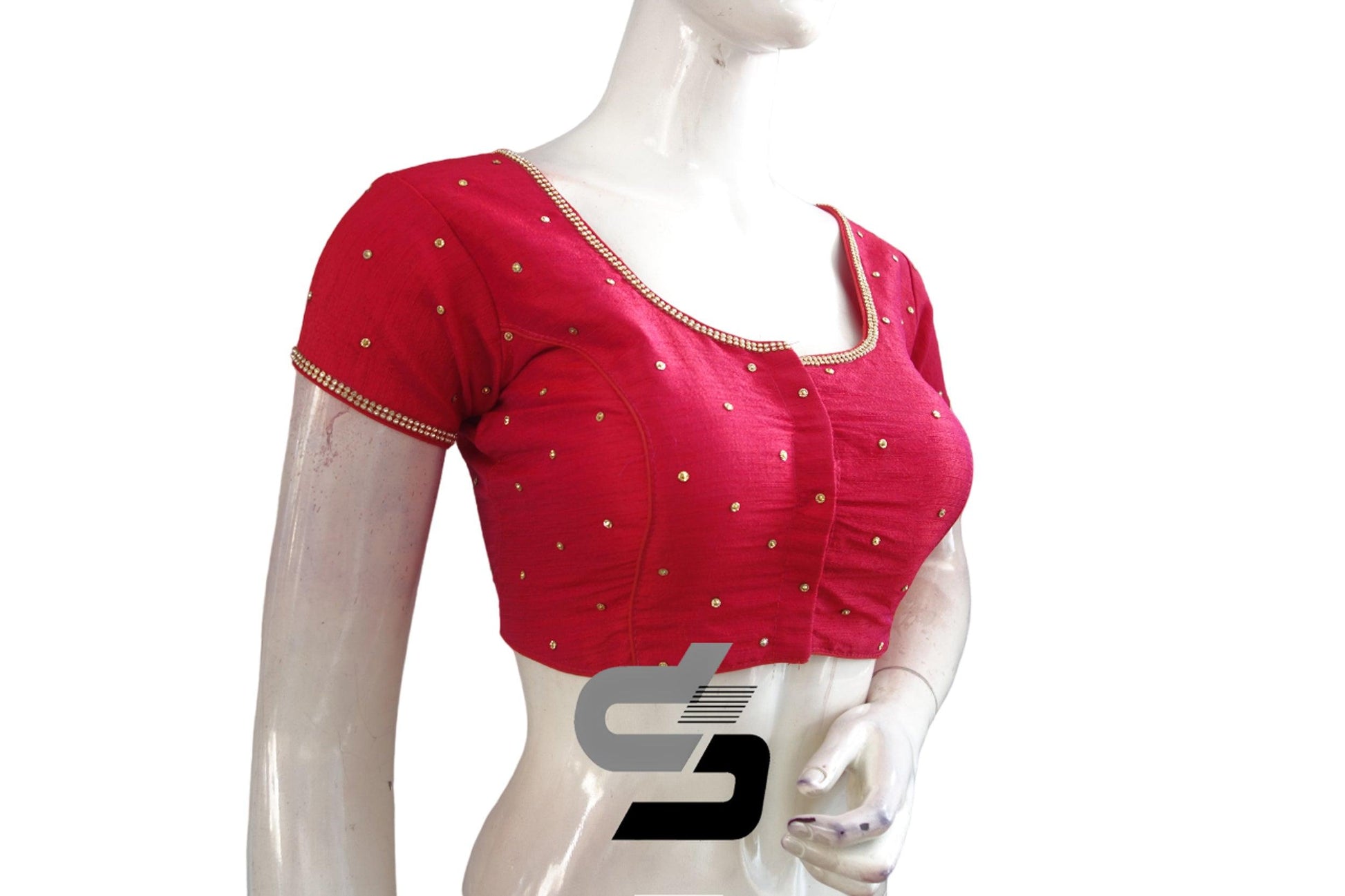 Pink Plain Moti Stone Ready-Made Blouses: Unleash Your Inner Diva and Step Up Your Saree Game - D3blouses
