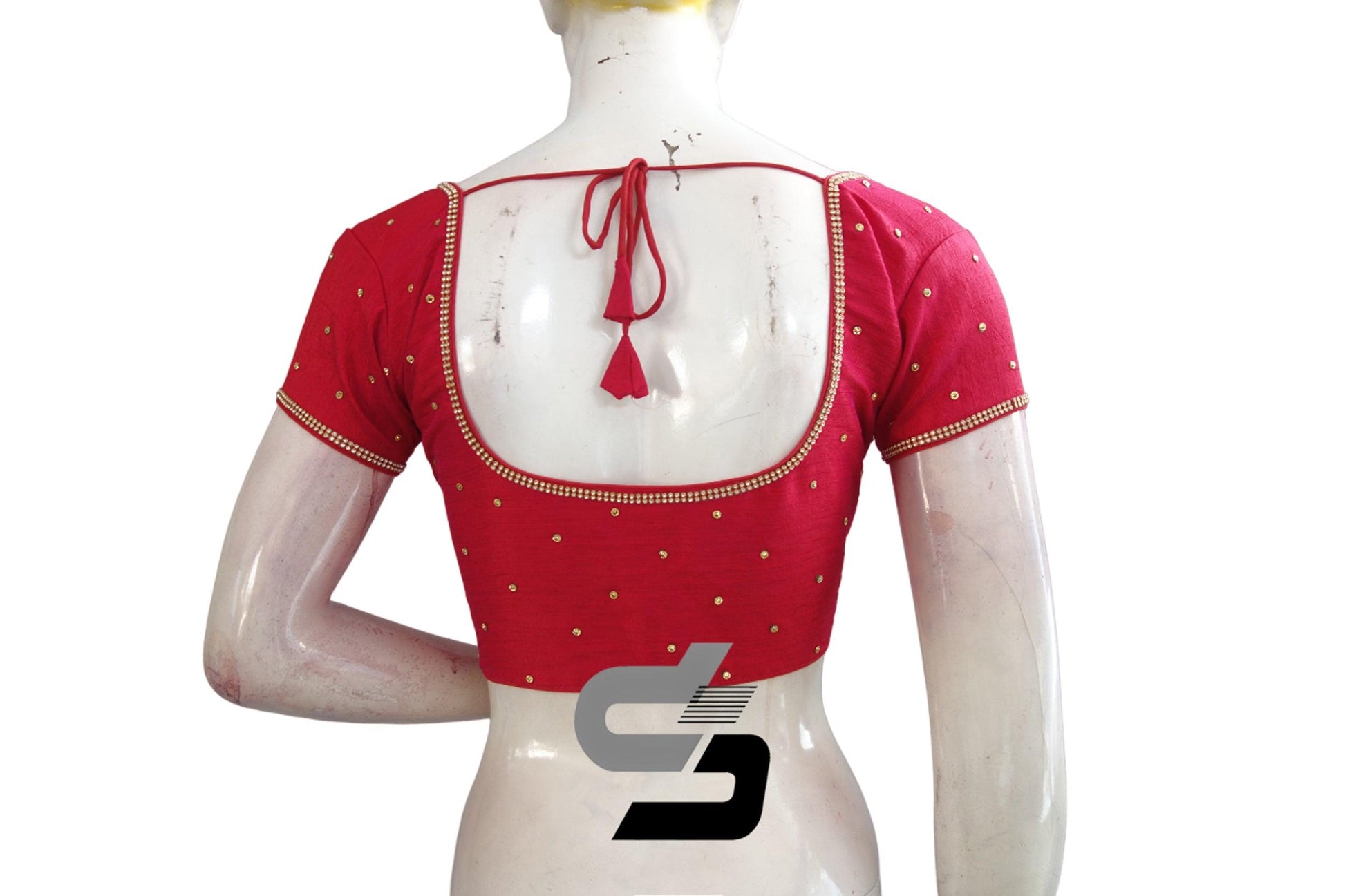 Pink Plain Moti Stone Ready-Made Blouses: Unleash Your Inner Diva and Step Up Your Saree Game - D3blouses