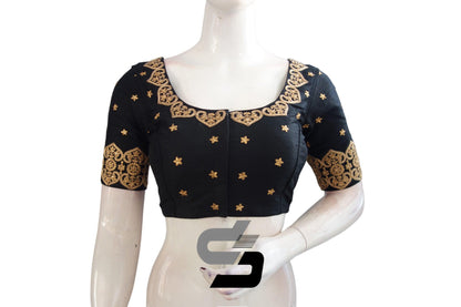 Black Color Semi Silk Embroidered Readymade Blouses, Exquisite and Perfect for Saree Enthusiasts - D3blouses