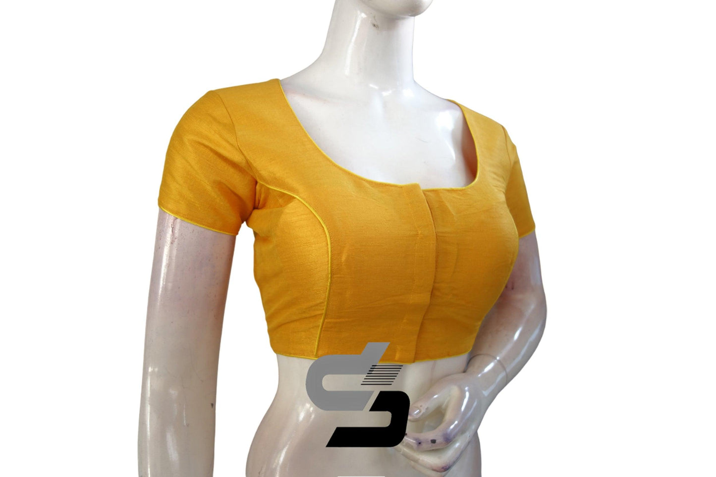 Yellow Color Plain Silk Readymade Saree Blouse (Short Sleeves), Make a Statement - D3blouses