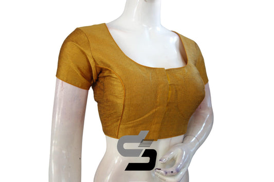 Mustard Color Plain Semi Silk Readymade Saree Blouse, Classic and Elegant - D3blouses