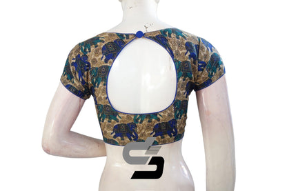 Beige Color Designer Printed silk Readymade saree blouse, Indian Readymade blouses - D3blouses