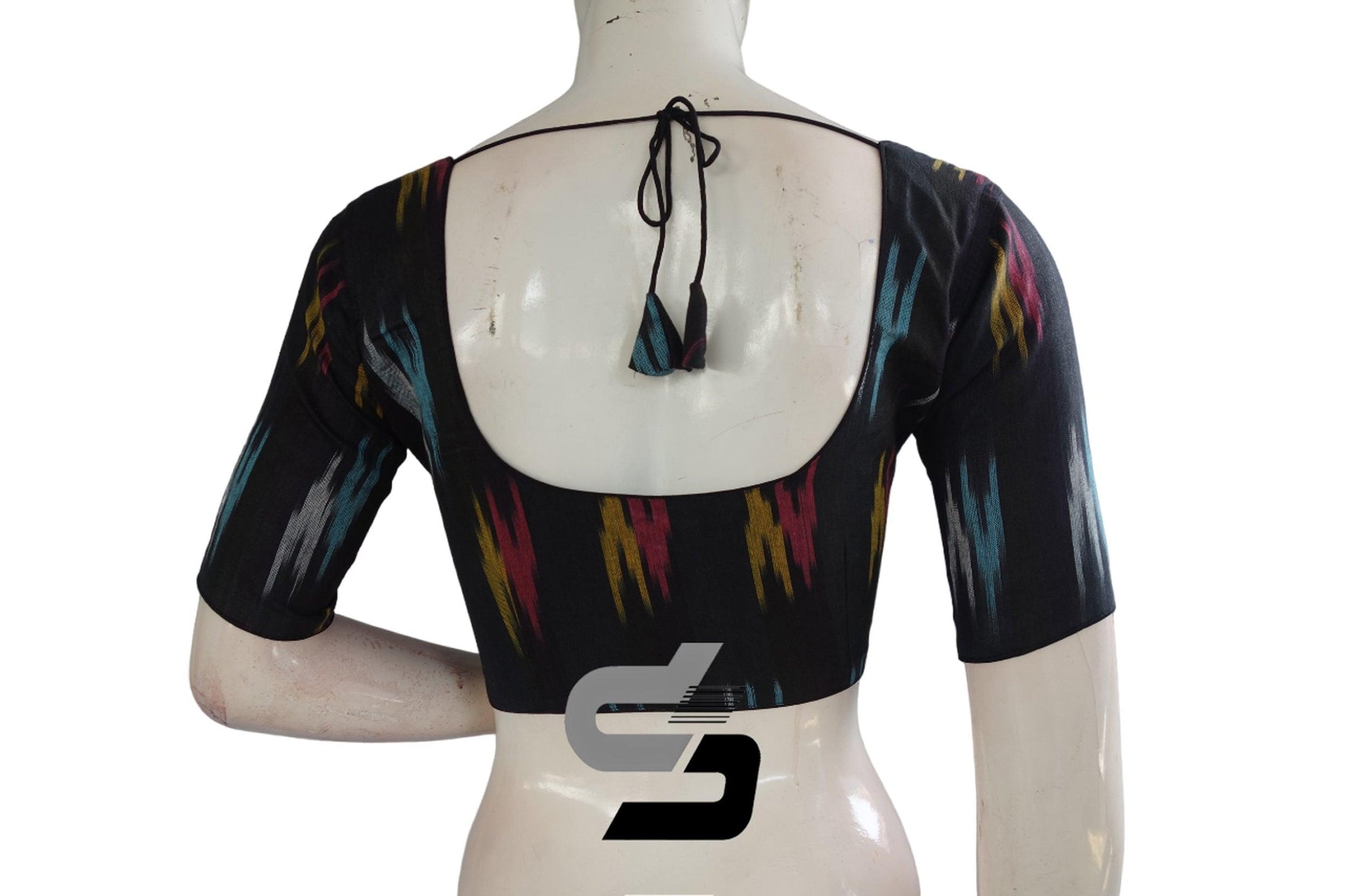 Black Color Ikkat Cotton Readymade Blouse - D3blouses