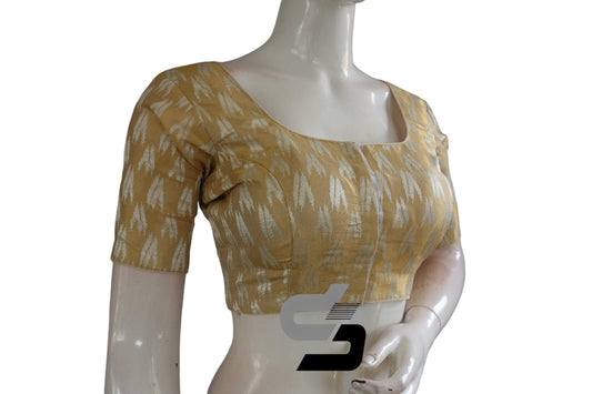 Gold Color Brocade Readymade Saree Blouse - D3blouses