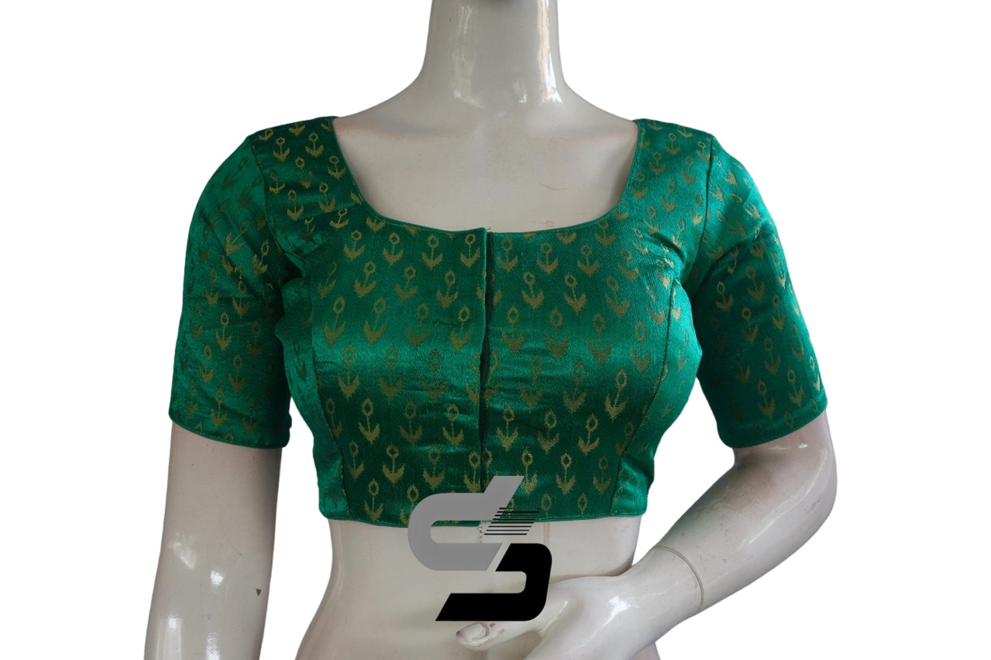 Green Color Brocade Readymade Saree Blouse - D3blouses