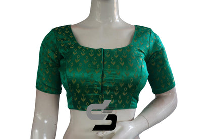 Green Color Brocade Readymade Saree Blouse - D3blouses