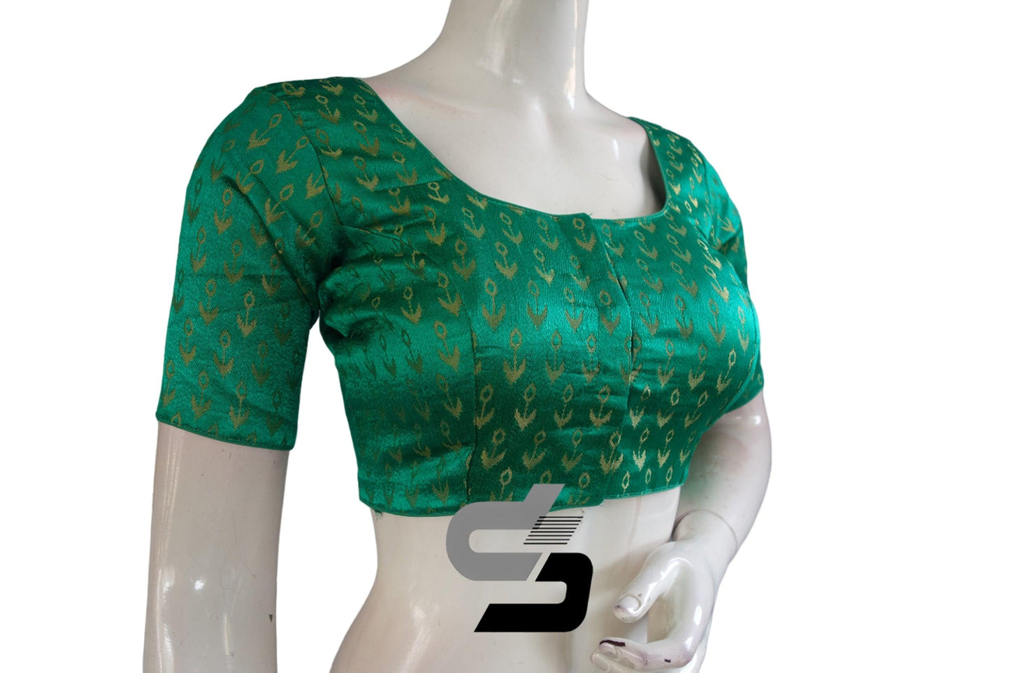 Green Color Brocade Readymade Saree Blouse - D3blouses