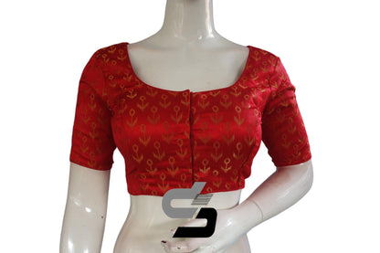 Red Color Brocade Readymade Saree Blouse - D3blouses