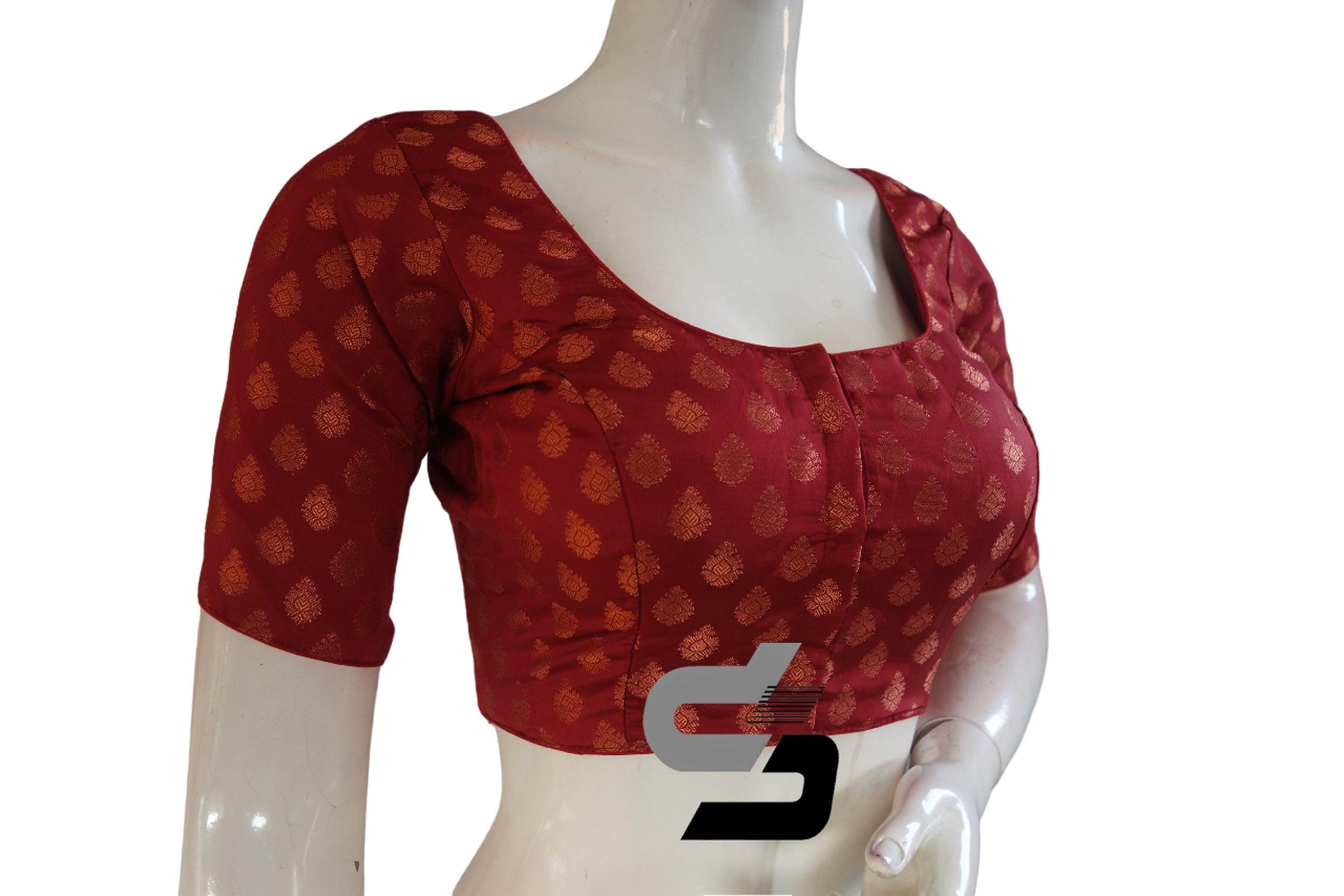 Maroon Color Brocade Readymade Saree Blouse - D3blouses
