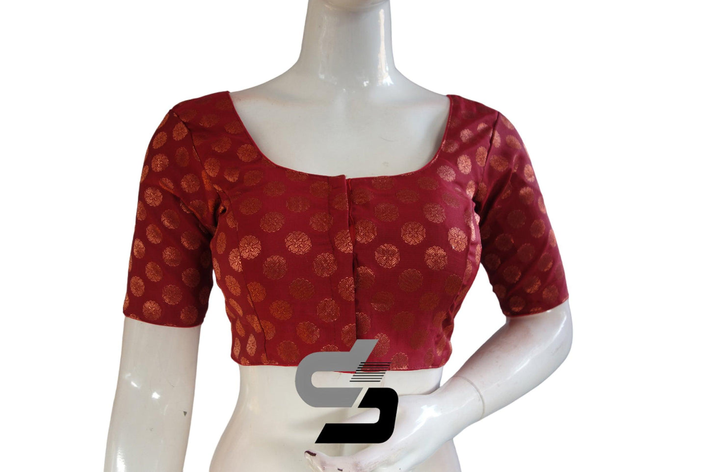 Maroon Color Brocade Readymade Saree Blouse - D3blouses