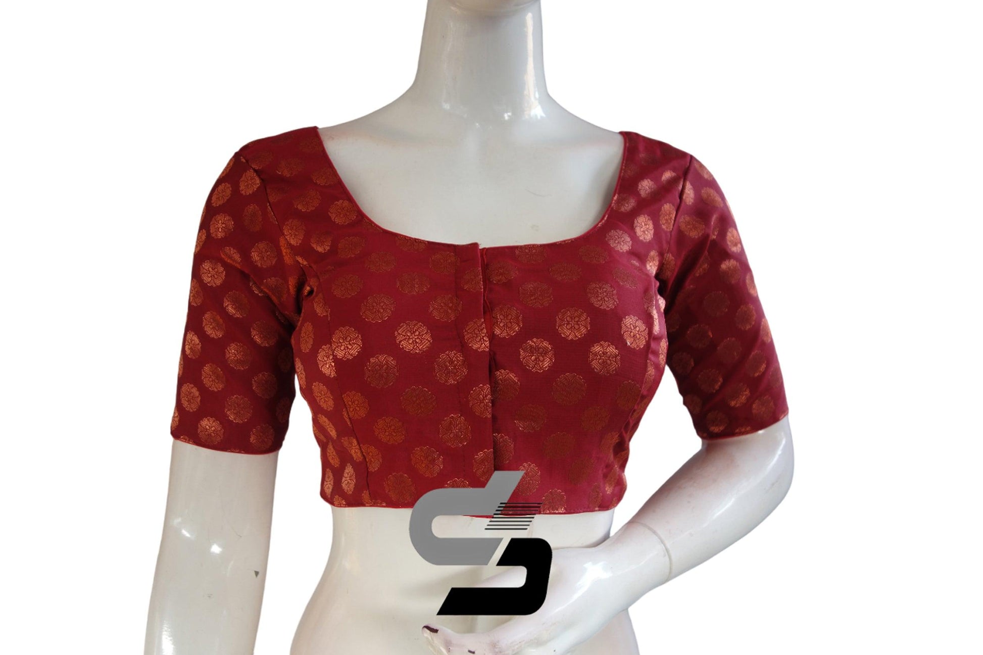 Maroon Color Brocade Readymade Saree Blouse - D3blouses