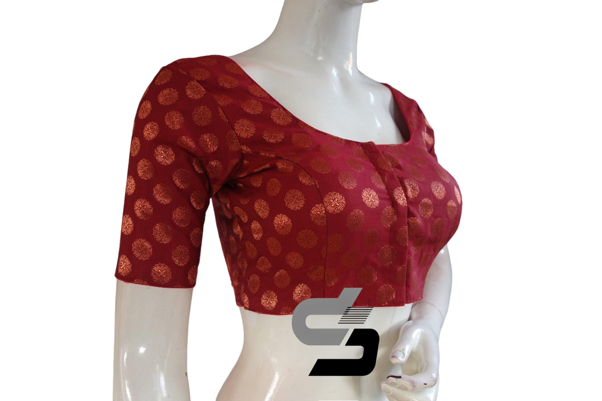 Maroon Color Brocade Readymade Saree Blouse - D3blouses