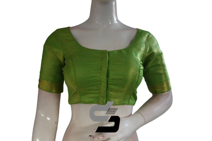 Green Color Brocade Silk Readymade Blouse With Matching Mask - D3blouses