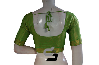 Green Color Brocade Silk Readymade Blouse With Matching Mask - D3blouses