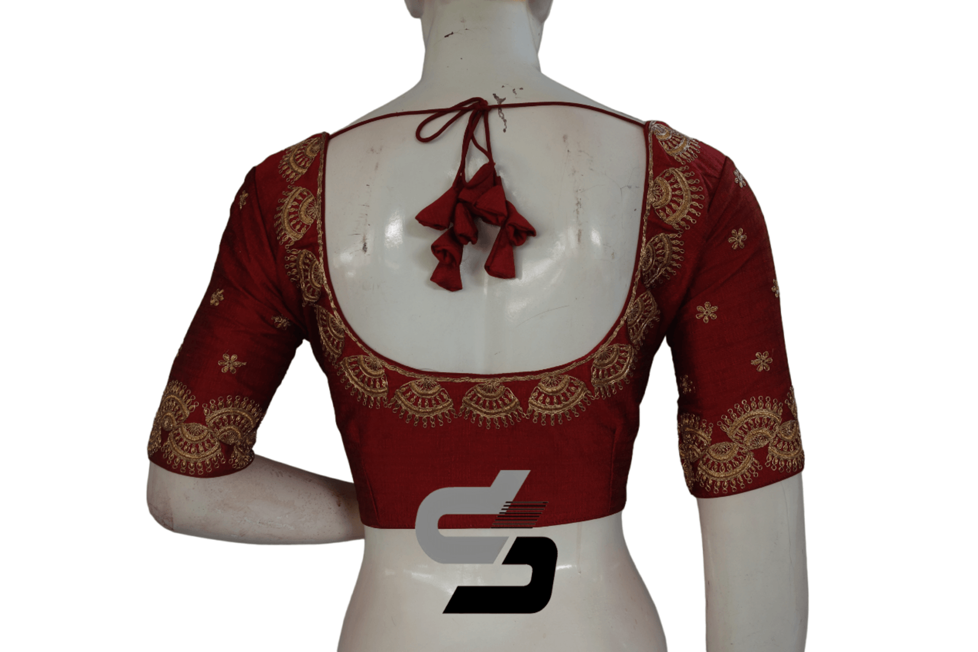 Maroon Color Semi Silk Designer Embroidery Readymade Saree Blouse - D3blouses