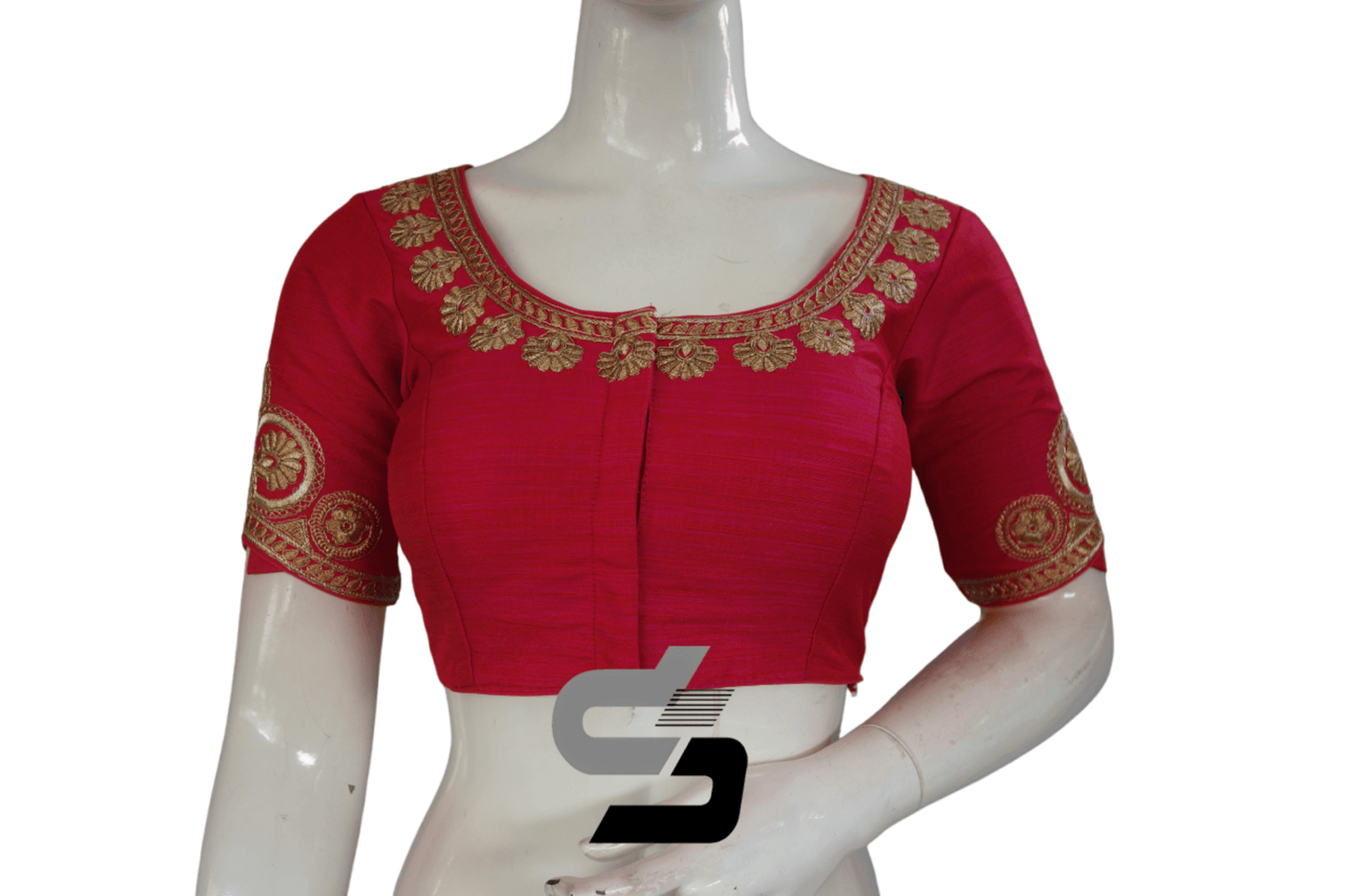 Pink Color Semi Silk Designer Embroidery Readymade Saree Blouse - D3blouses