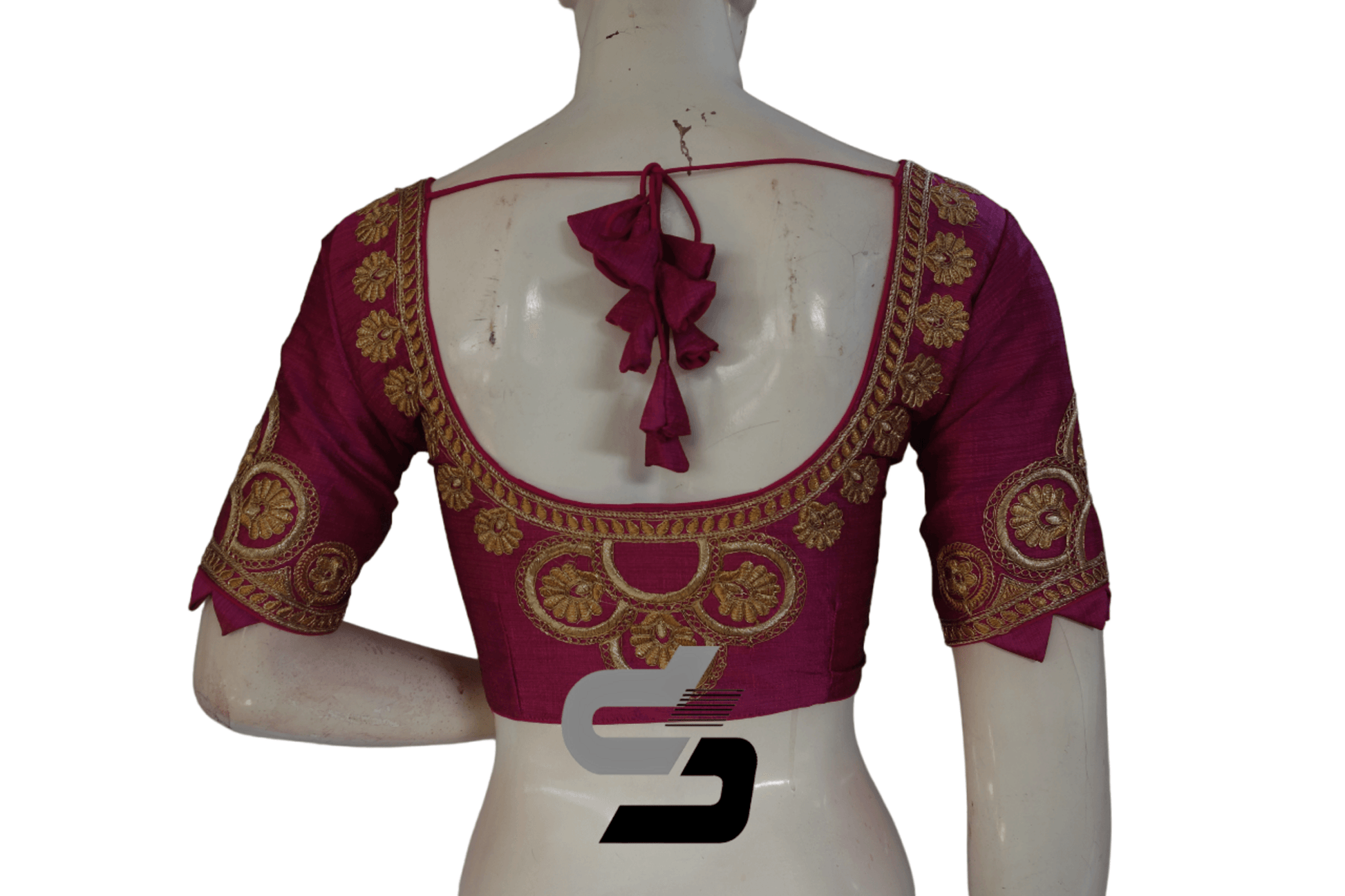 Magenta Color Semi Silk Designer Embroidery Readymade Saree Blouse - D3blouses