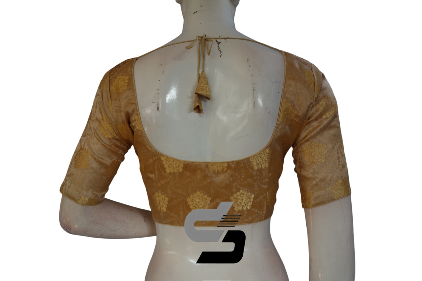 Gold Color Brocade Readymade Saree Blouse