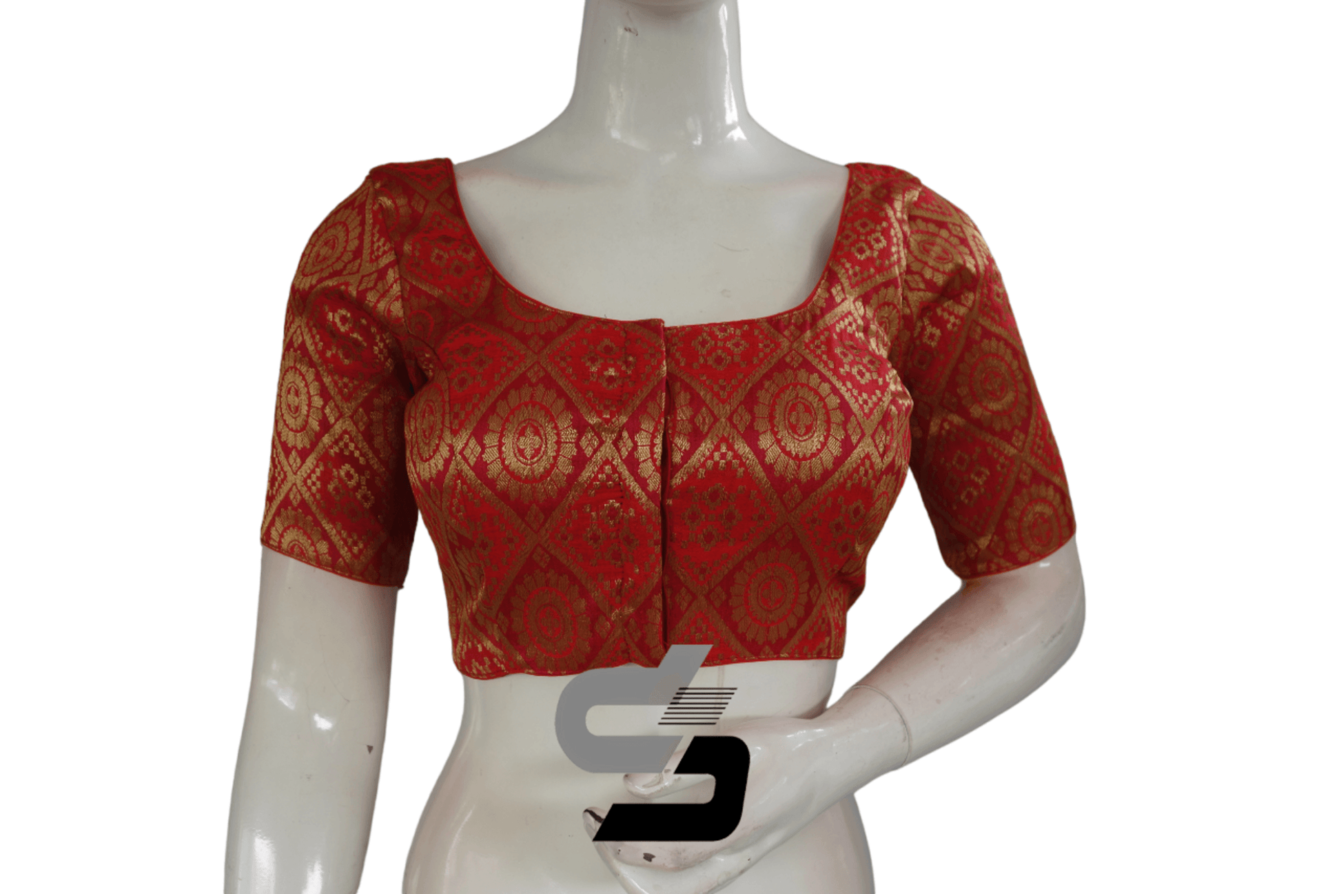 Red Color Brocade Readymade Saree Blouse - D3blouses