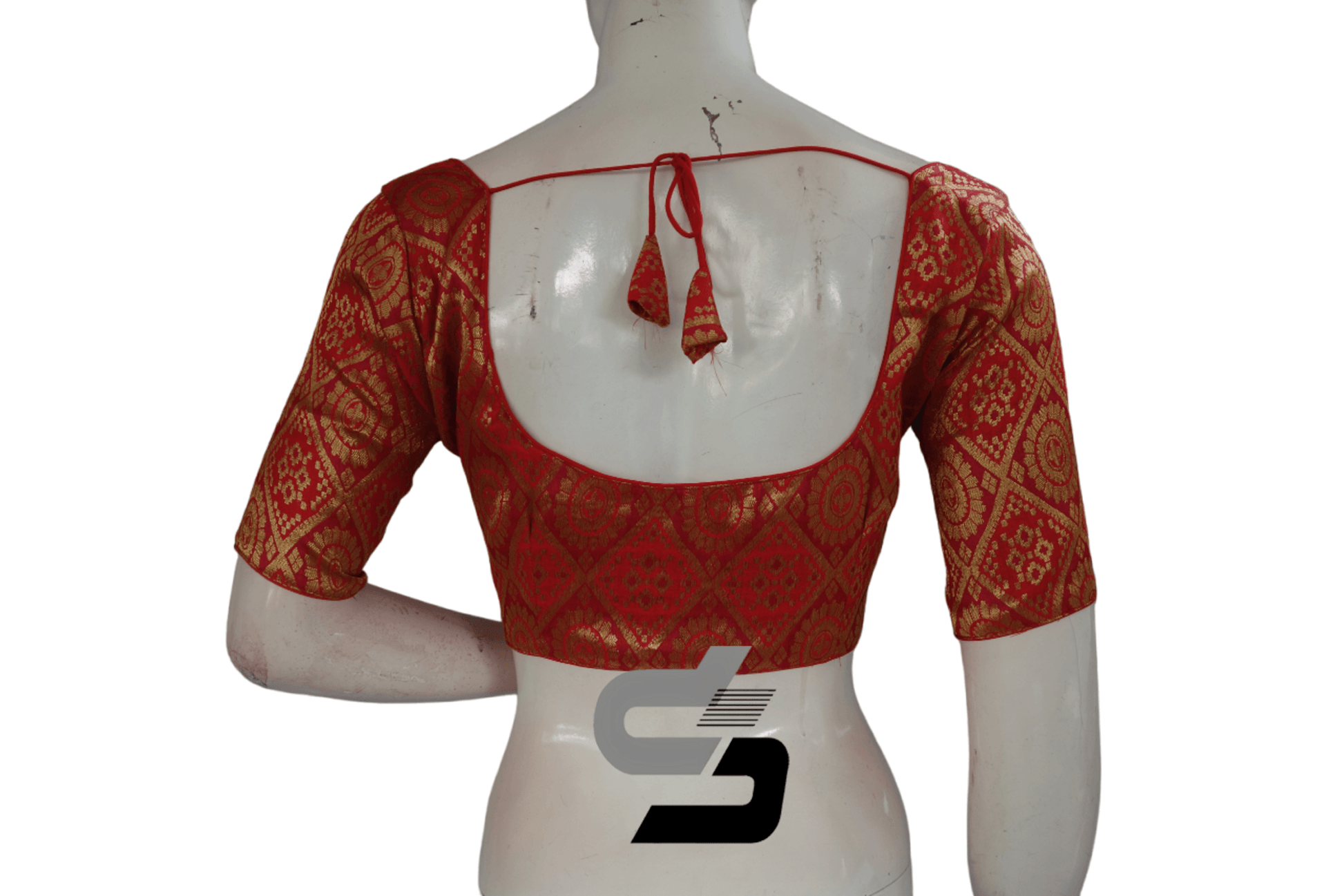 Red Color Brocade Readymade Saree Blouse - D3blouses