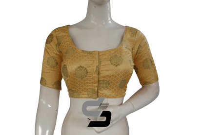 Gold Color Brocade Readymade Saree Blouse - D3blouses