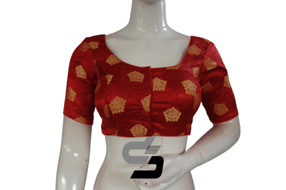 Red Color Brocade Readymade Saree Blouse - D3blouses