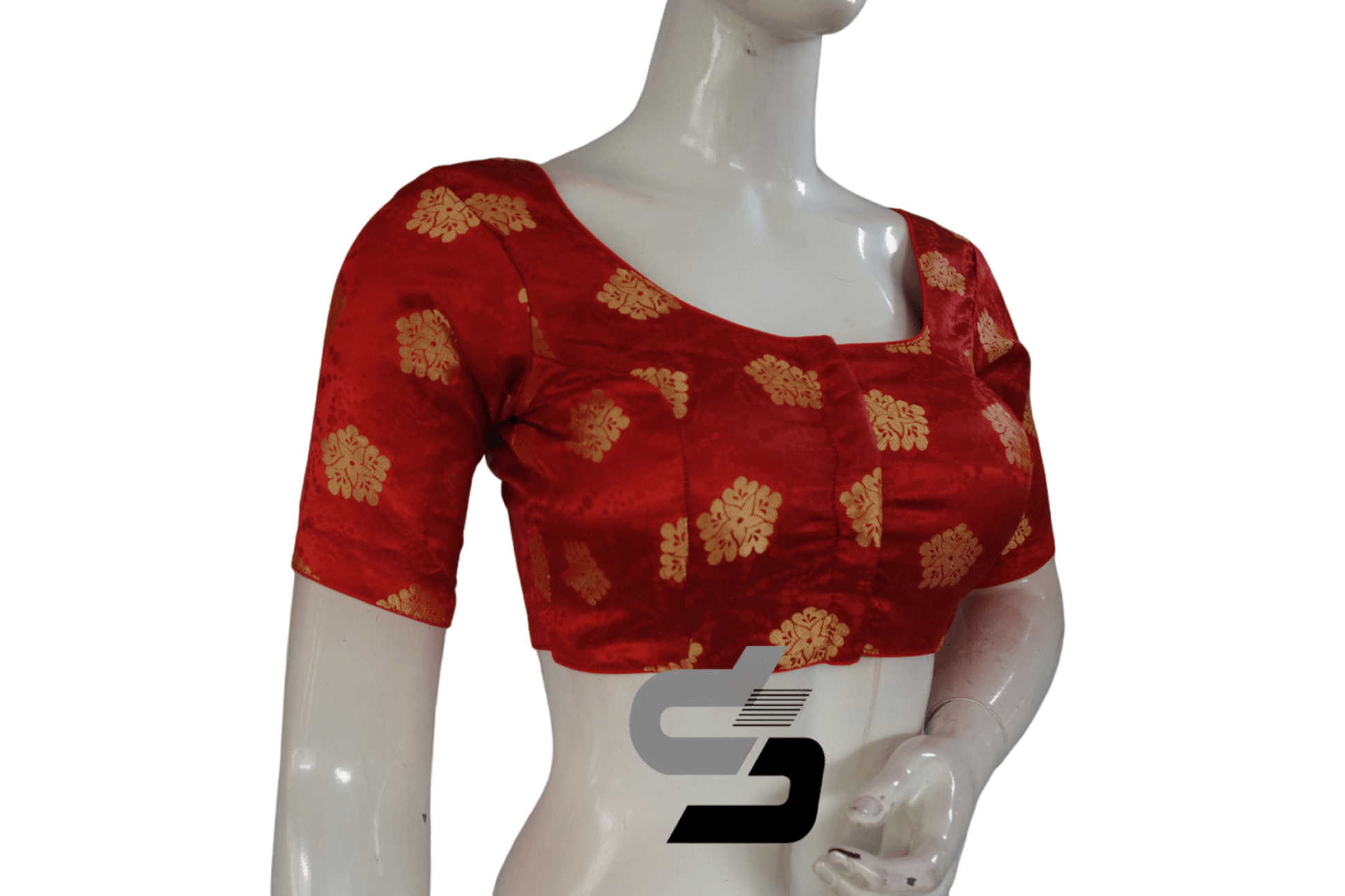 Red Color Brocade Readymade Saree Blouse - D3blouses