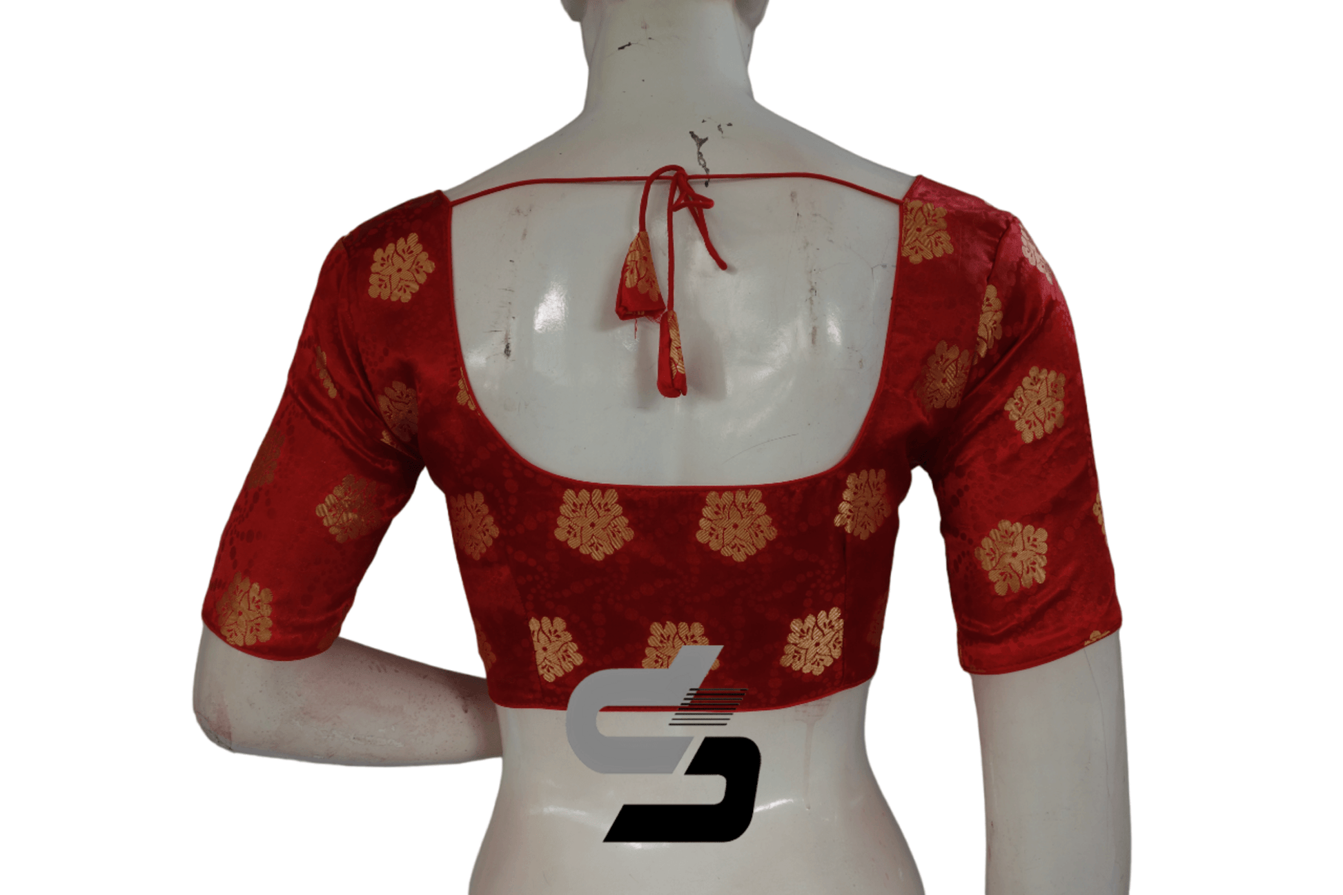 Red Color Brocade Readymade Saree Blouse - D3blouses