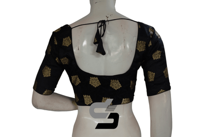Black Color Brocade Readymade Saree Blouse - D3blouses