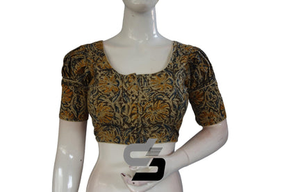 Kalamkari Readymade Saree Blouse With Puff Sleeves, Kalamkari Designer Blouse - D3blouses