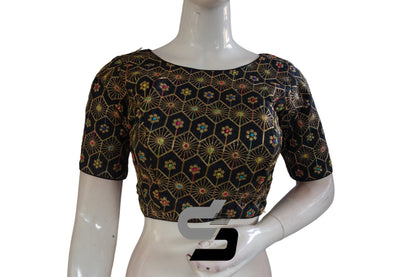Black Color Boat Neck Embroidery Designer Party Wear Readymade Blouse - D3blouses