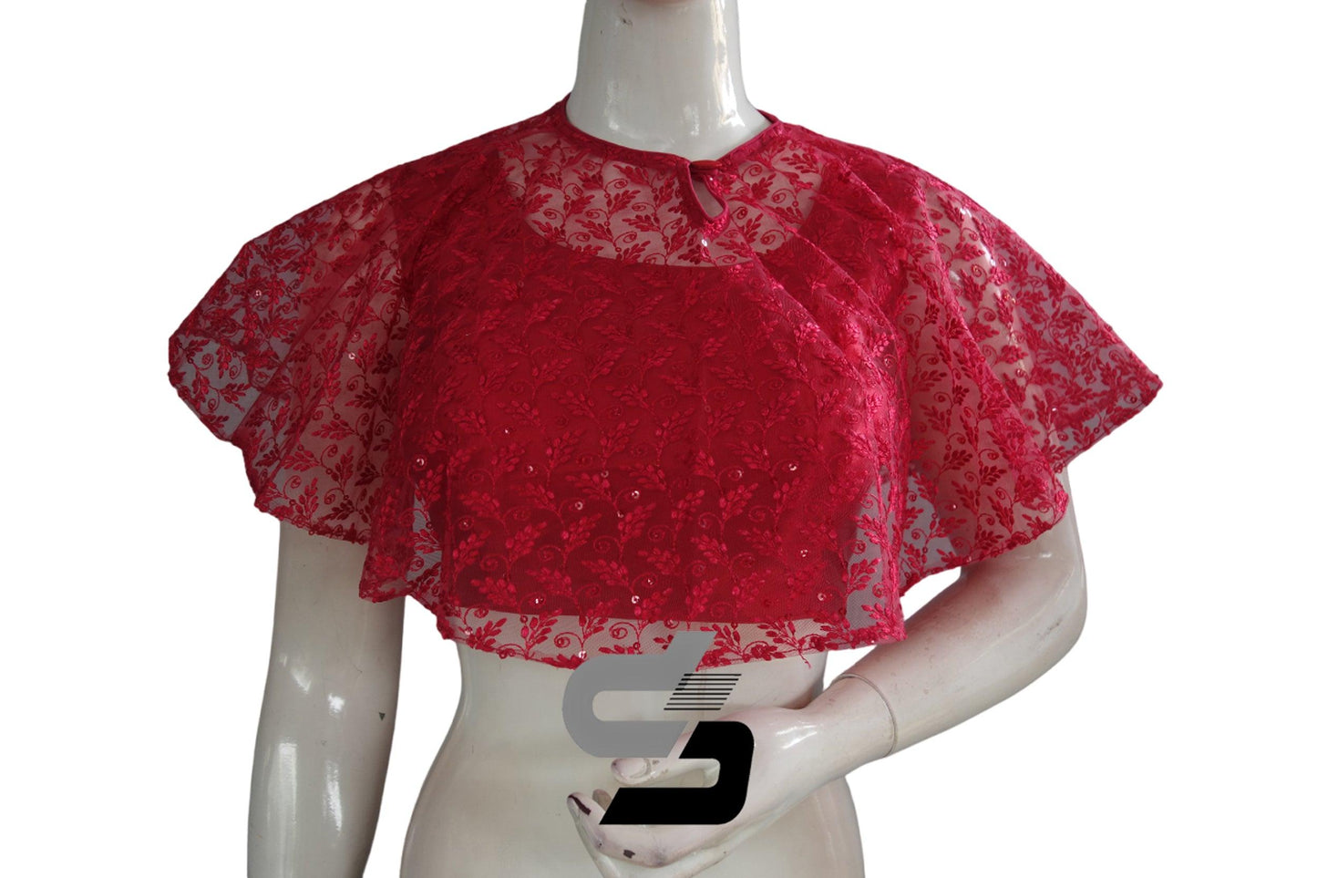 Pink Color High quality Netted Poncho Readymade Blouse - D3blouses