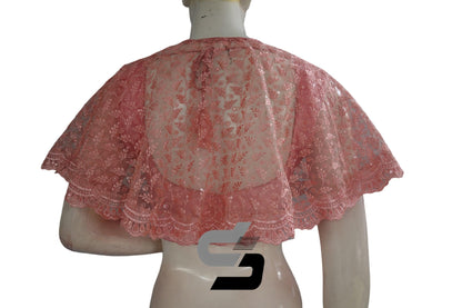Baby Pink Color High quality Netted Poncho Readymade Blouse - D3blouses