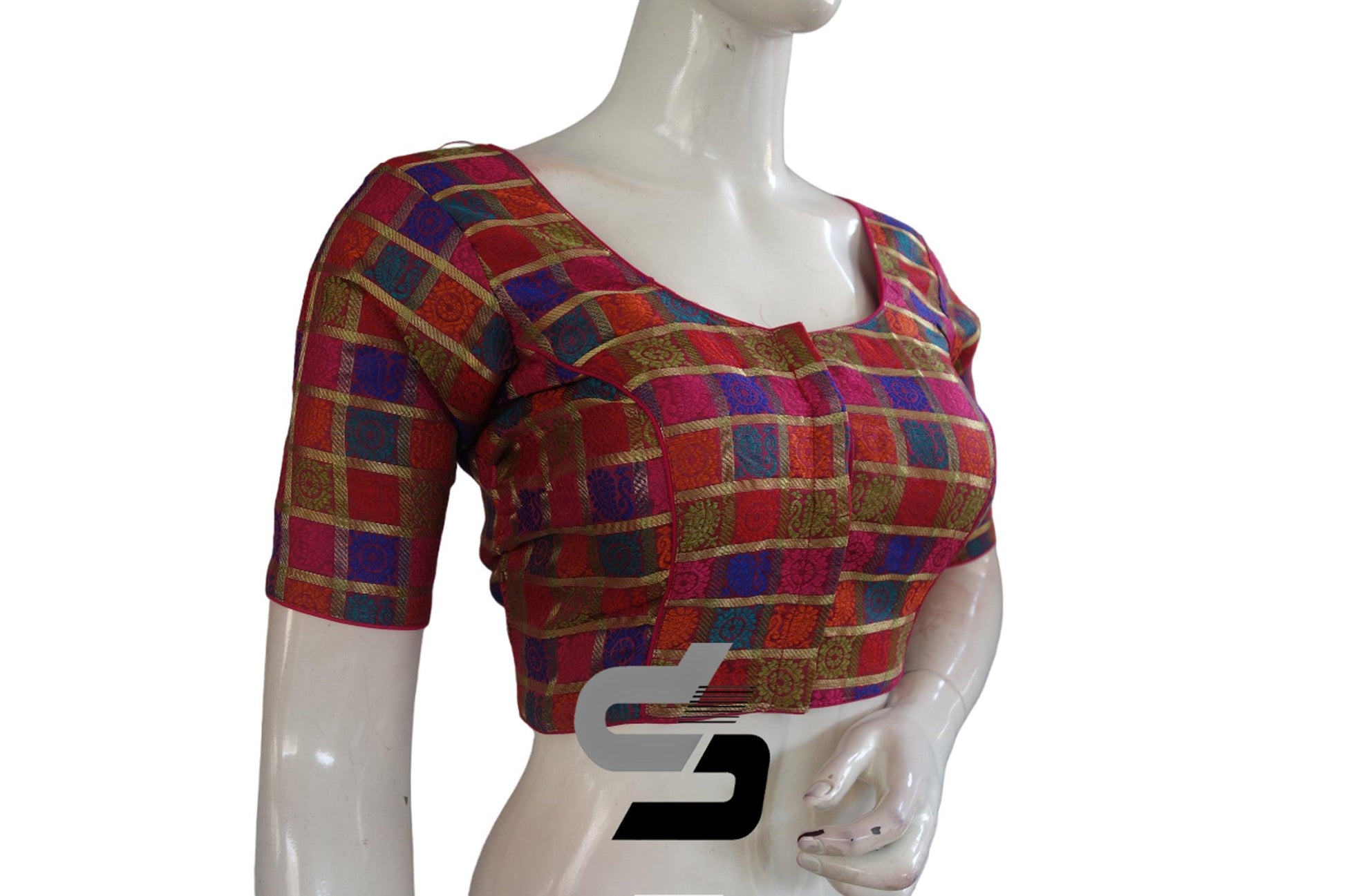 Multi Color Chanderi Silk Readymade Blouse - D3blouses