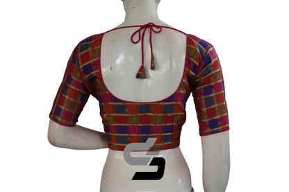 Multi Color Chanderi Silk Readymade Blouse - D3blouses