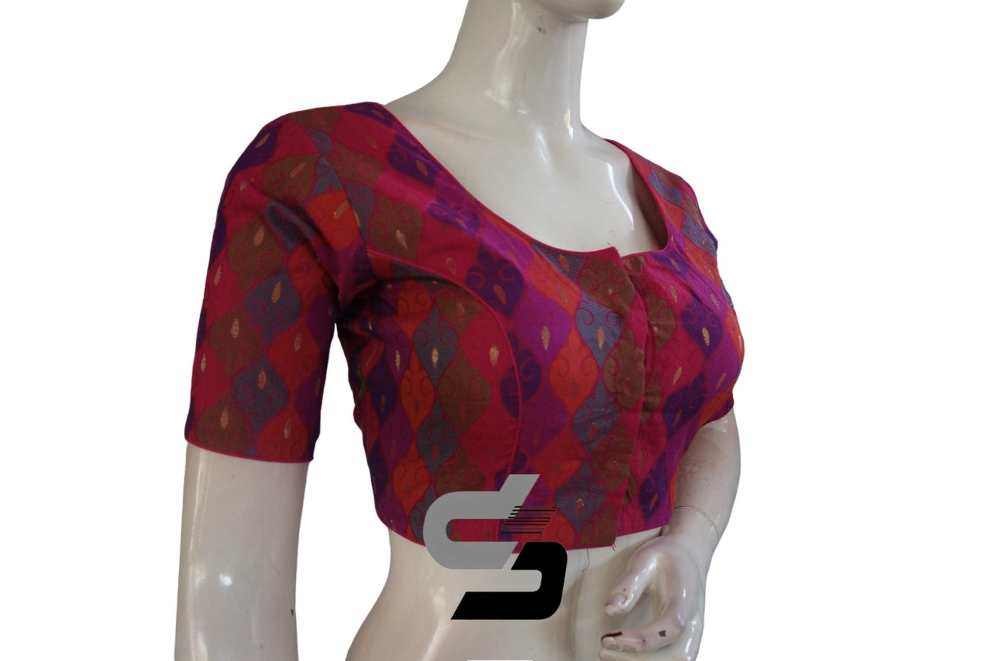 Multi Color Chanderi Silk Readymade Blouse - D3blouses