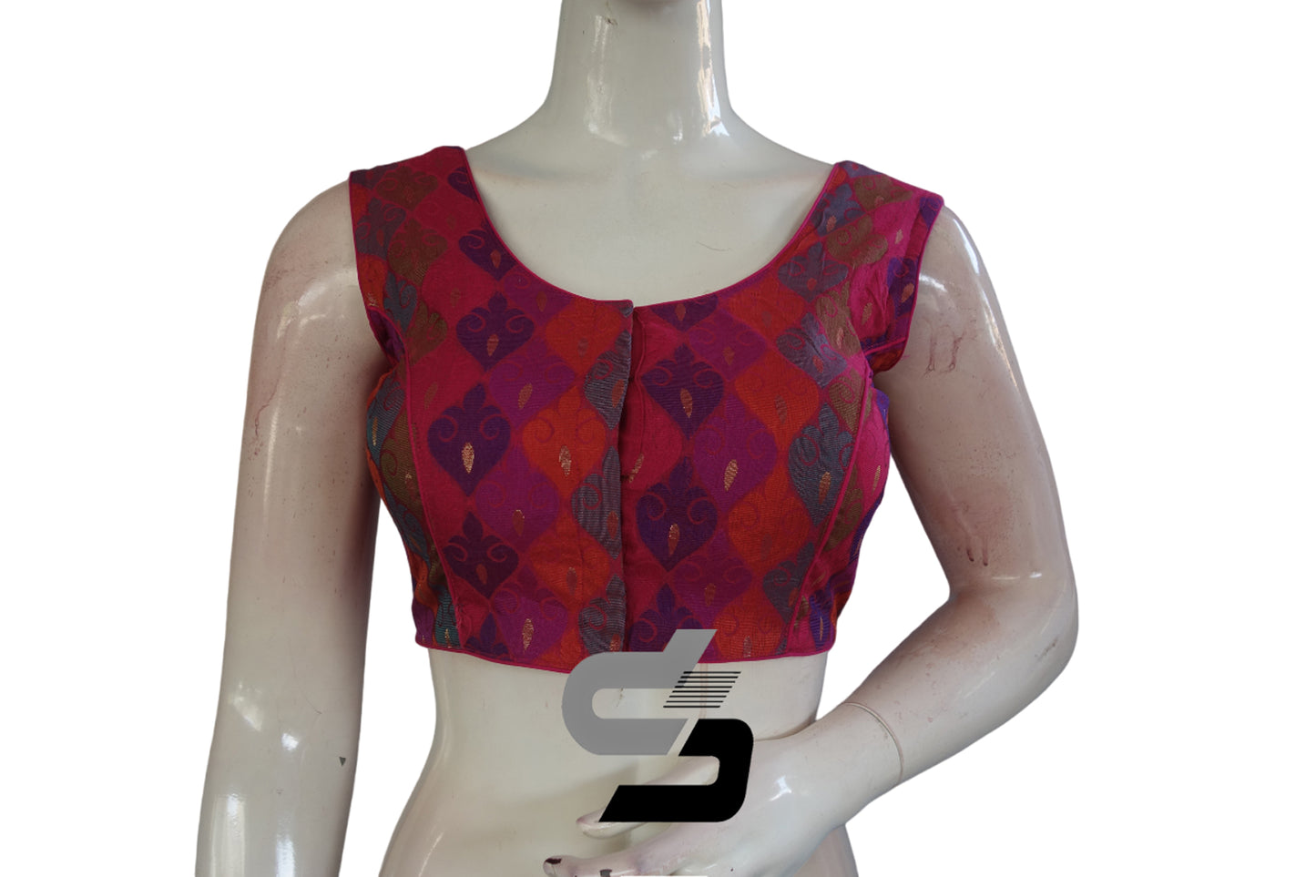 Multi Color Sleeveless Chanderi Silk Readymade Blouse