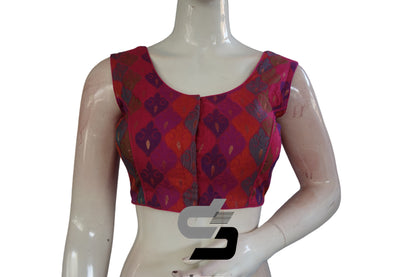 Multi Color Sleeveless Chanderi Silk Readymade Blouse