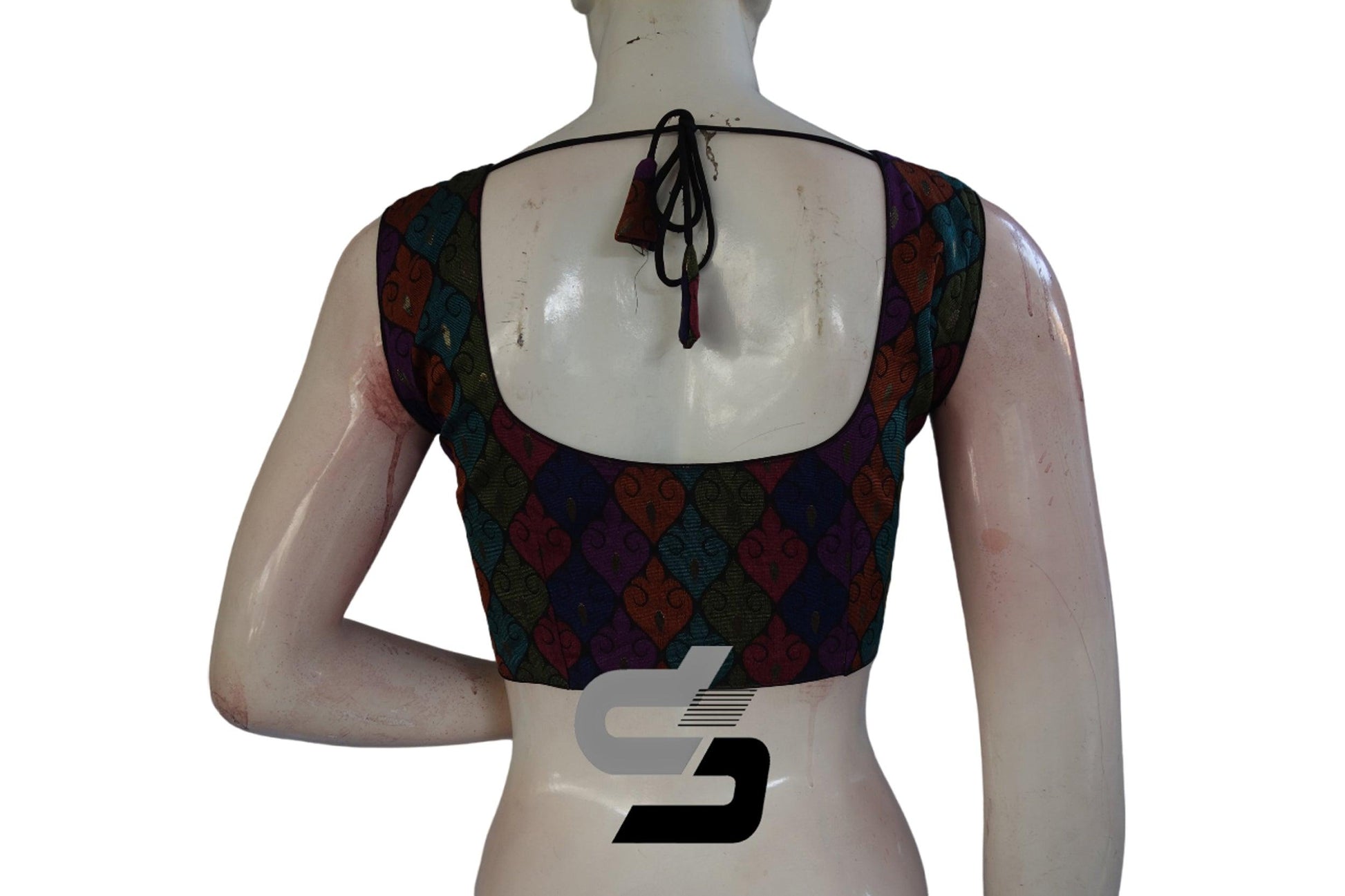 Multi Color Sleeveless Chanderi Silk Readymade Blouse - D3blouses