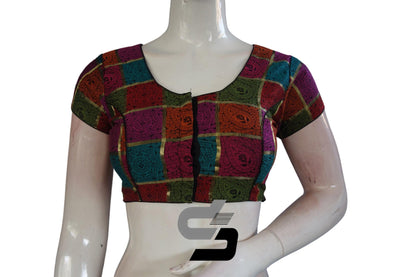 Multi Color Sleeveless Chanderi Silk Readymade Blouse - D3blouses
