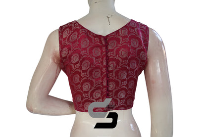 Magenta Color Brocade silk Readymade saree blouse, Silver Mixed Readymade Blouse
