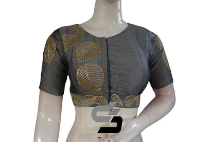Grey Color Semi Silk Designer, Party Wear Readymade Blouse/ Indian Crop Tops - D3blouses