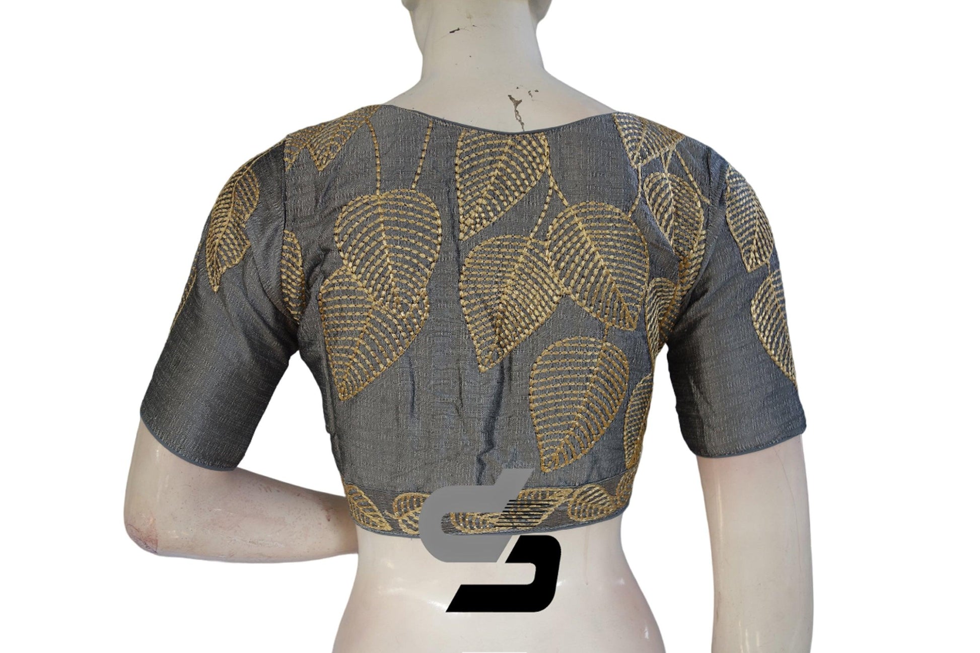 Grey Color Semi Silk Designer, Party Wear Readymade Blouse/ Indian Crop Tops - D3blouses