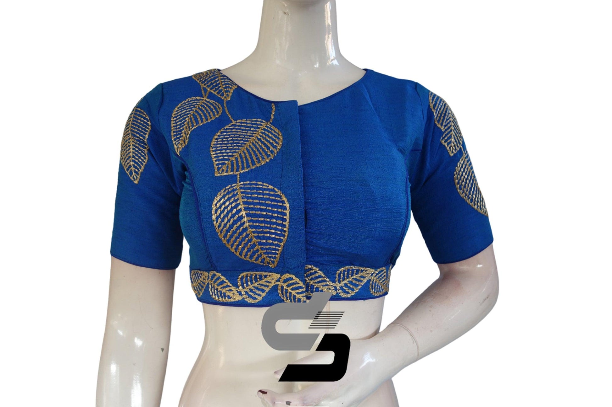 Blue Color Semi Silk Designer, Party Wear Readymade Blouse/ Indian Crop Tops - D3blouses